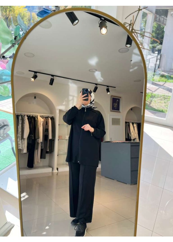 OYSHO KUMAŞ PENYE SİYAH CEKETLİ TAKIM 