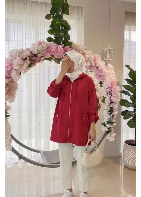 MODAL KUMAŞ KIRMIZI KAP-GÖMLEK