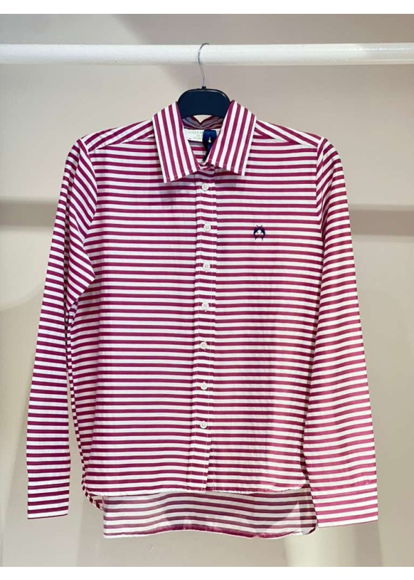 campione mürdüm çizgili desen gömlek 