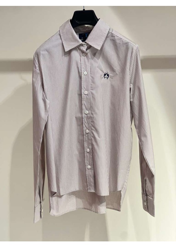 CAMPİONE BEJ-BEYAZ DİK ÇİZGİ DESENLİ GÖMLEK