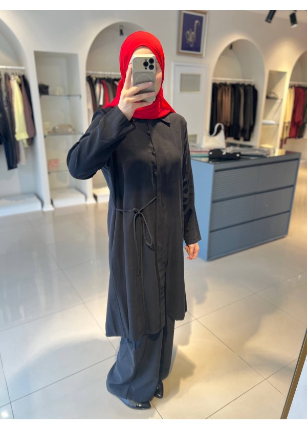 TENCEL KUMAŞ SİYAH RENK UZUN BOY TAKIM